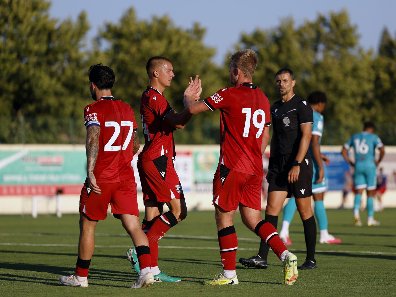 Aune Heggebø celebrates scoring against Bromley with Alfie Gilchrist 