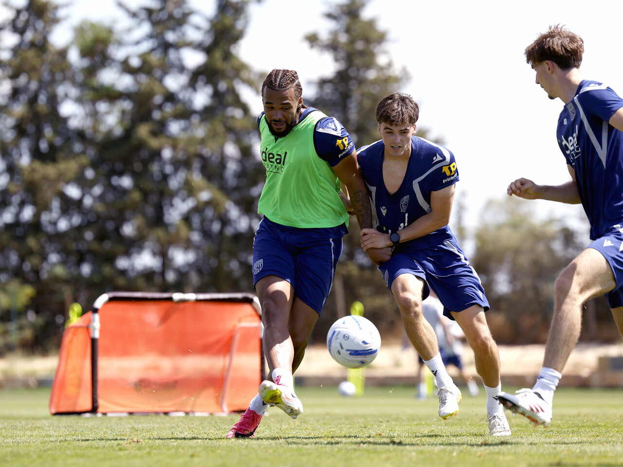 Alex Williams and Jamal Mohammed battling for the ball during training 