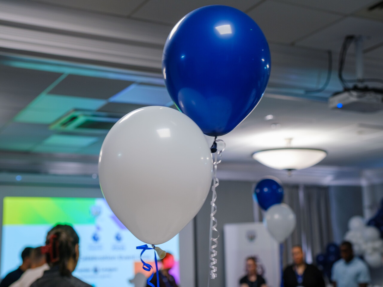 Close-up of balloons in the Prince of Wales suite.