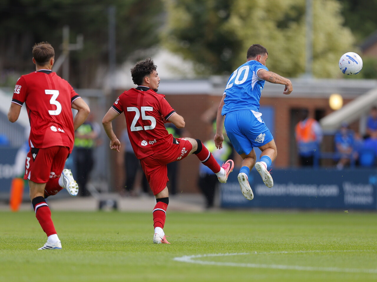 Nolan Galves making a challenge on a Peterborough player