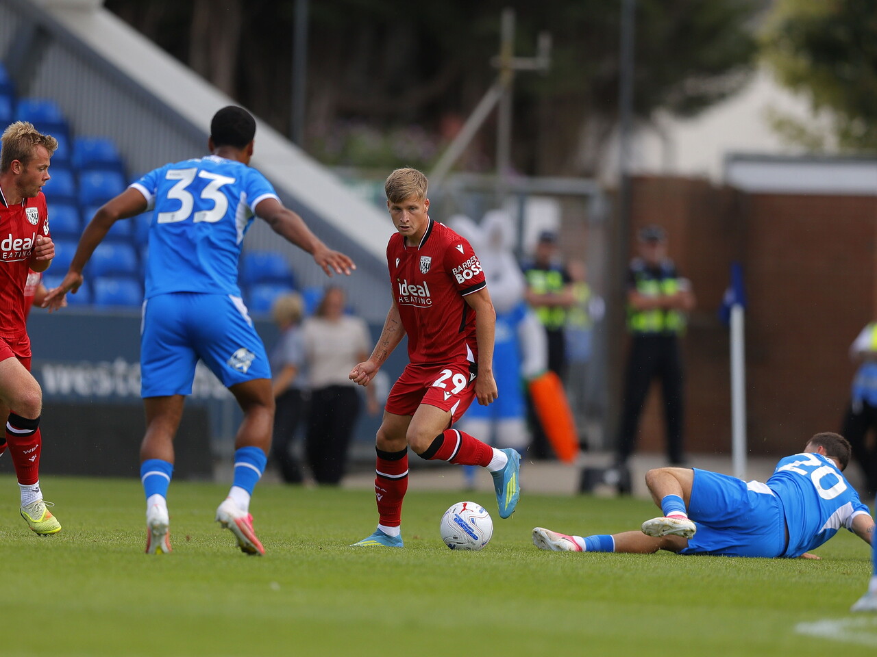 JJ Morgan on the ball against Peterborough