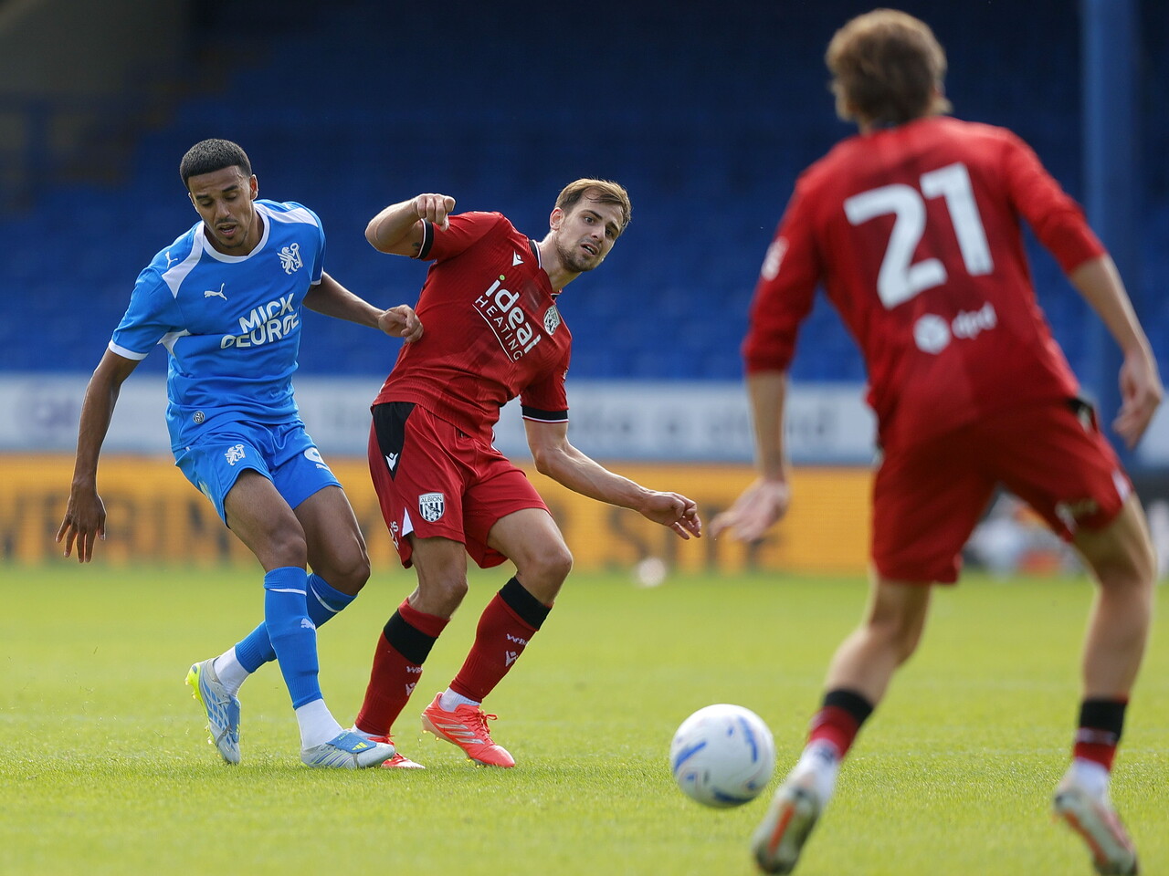 Jayson Molumby on the ball against Peterborough