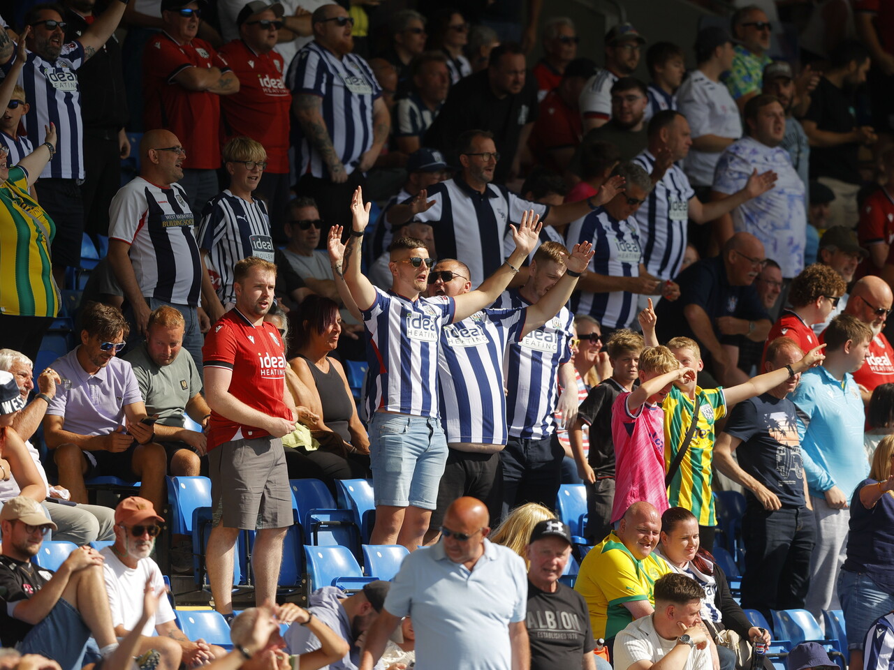 WBA fans in the away stand at Peterborough