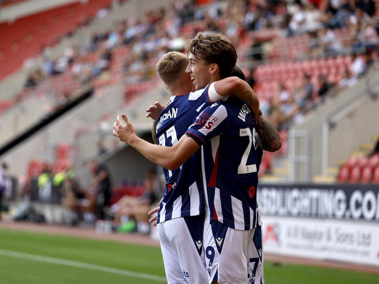 Albion celebrate Harry Whitwell's goal against Rotherham.