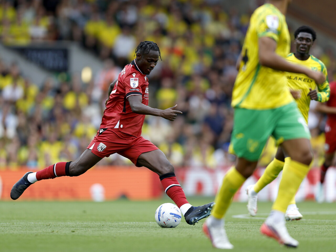 Ousmane Diakite on the ball against Norwich