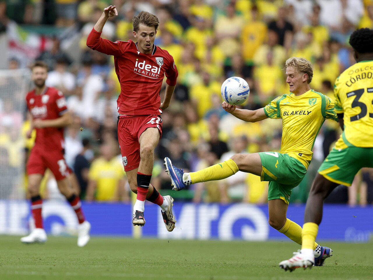 Isaac Price on the ball against Norwich