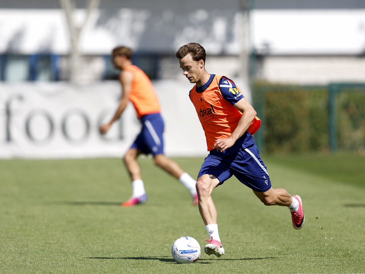 Felix Horn Myhre on the ball during a training session