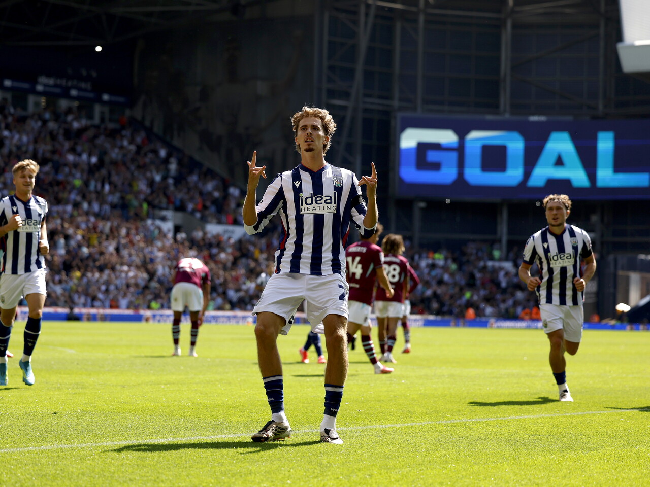 Isaac Price celebrates his first goal against Burnley