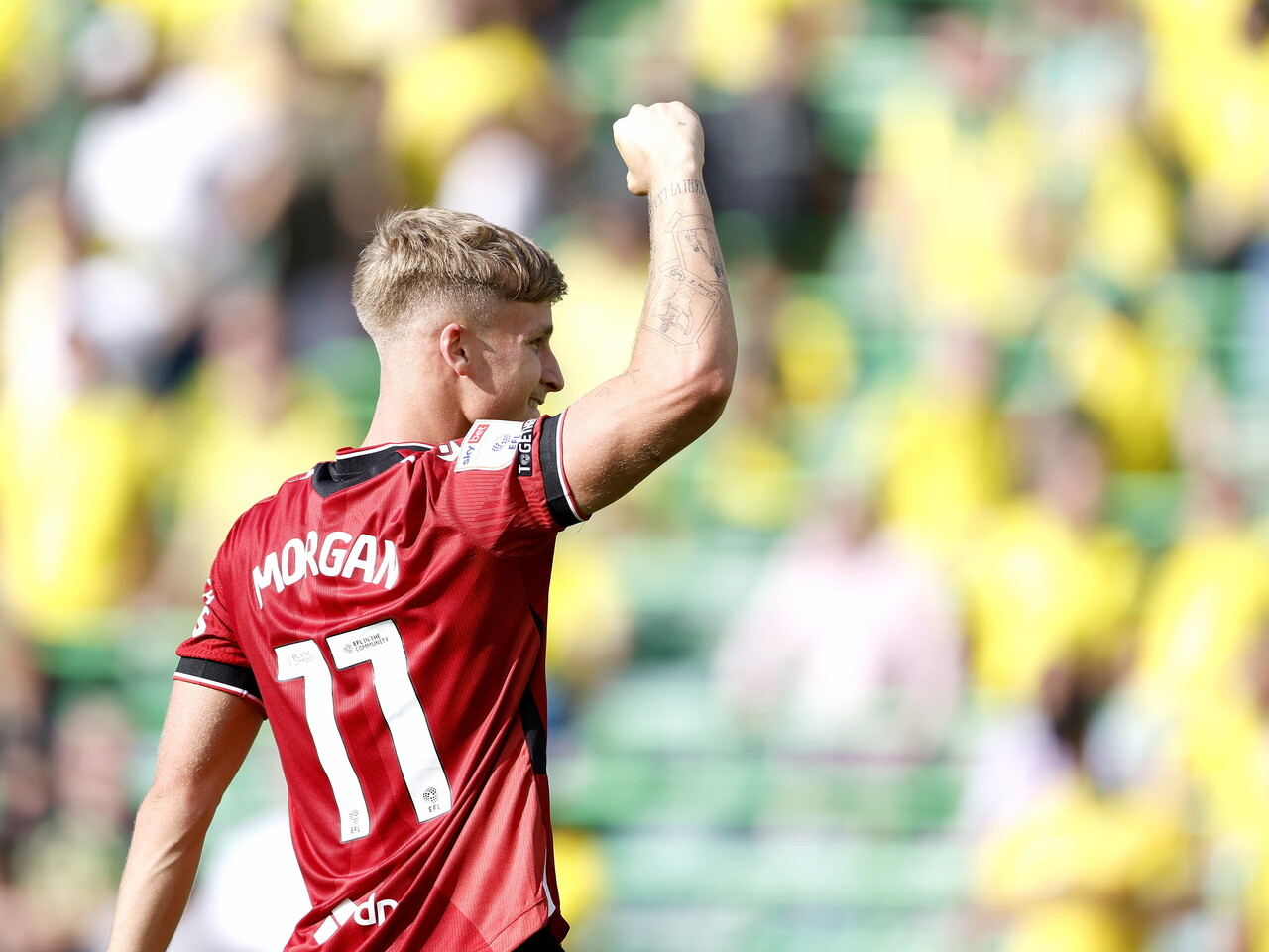 JJ Morgan celebrates his goal 