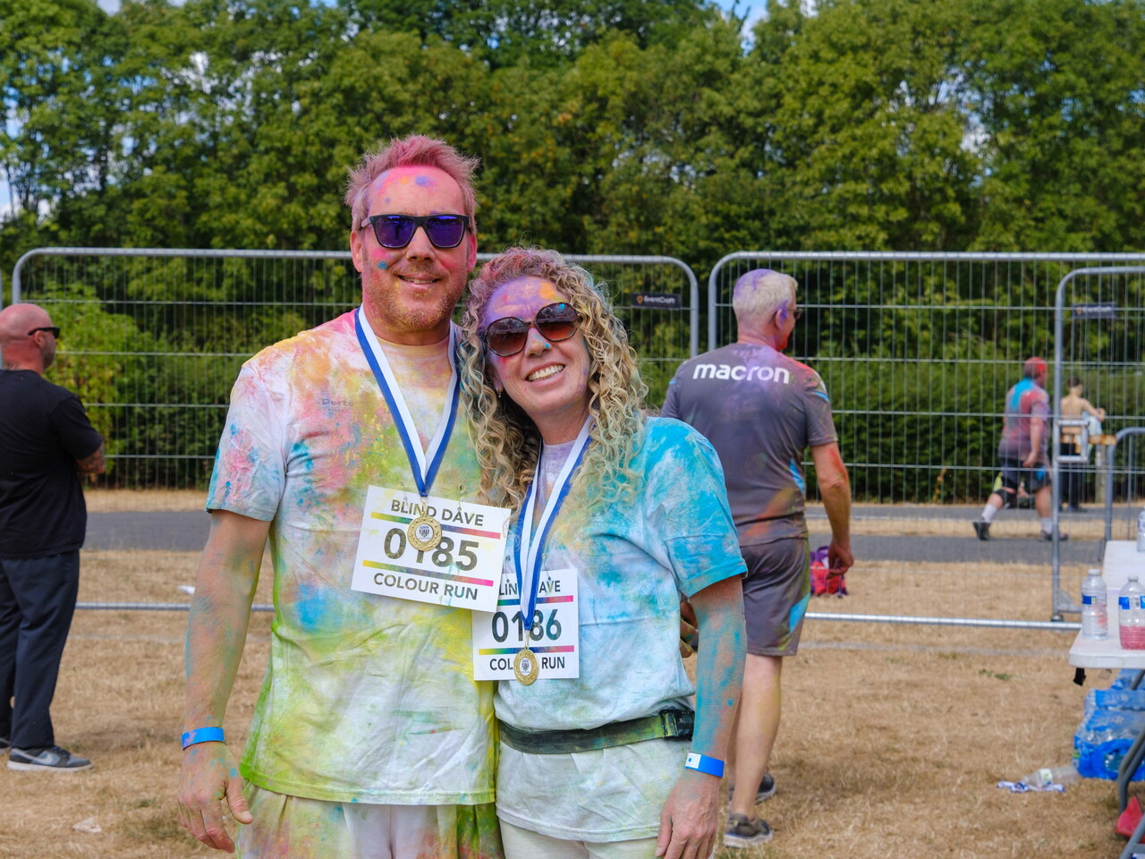 Two participants posing together after the run.