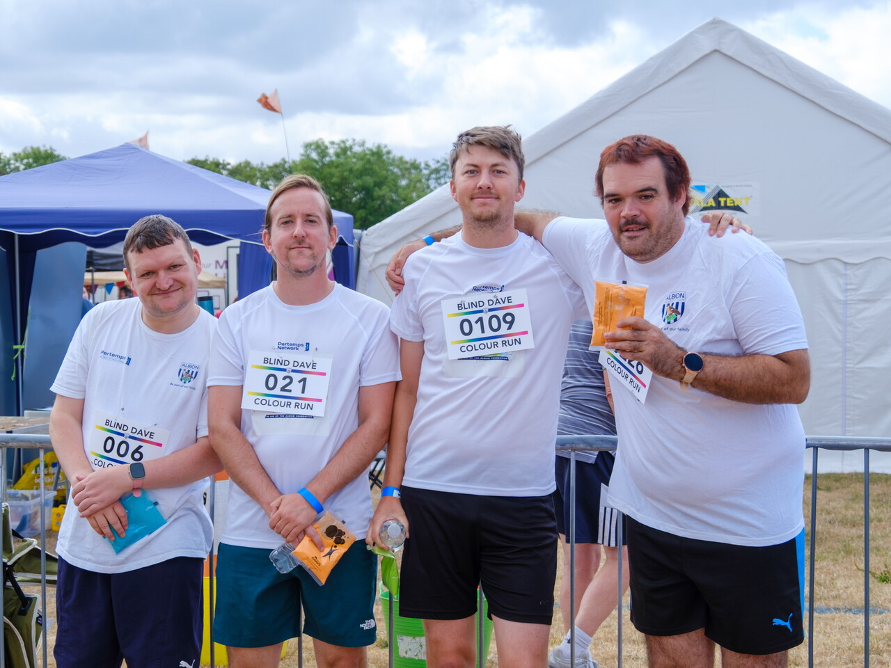 Participants posing for a photo before the Colour Run.