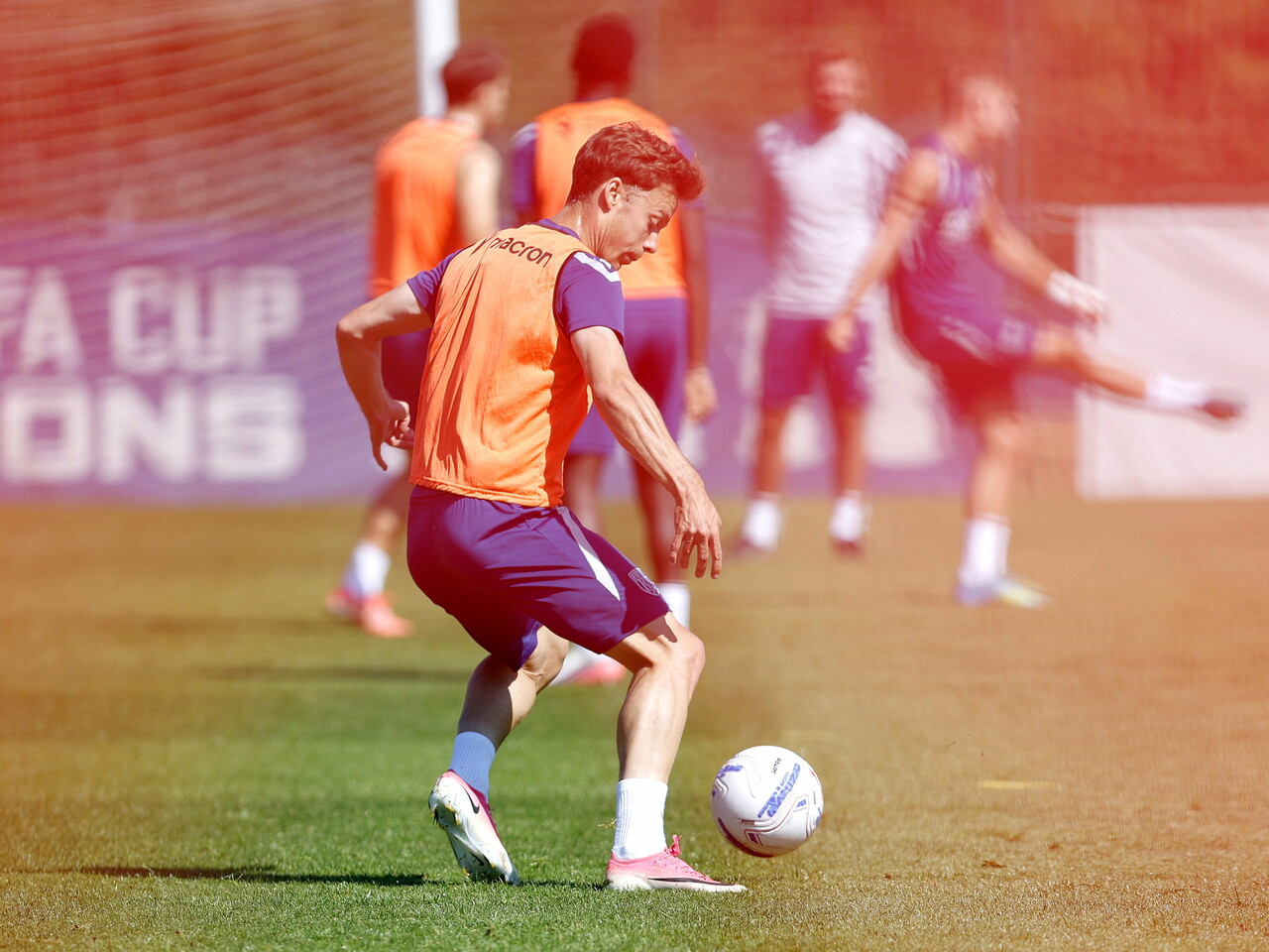 Felix Horn Myhre on the ball during a training session