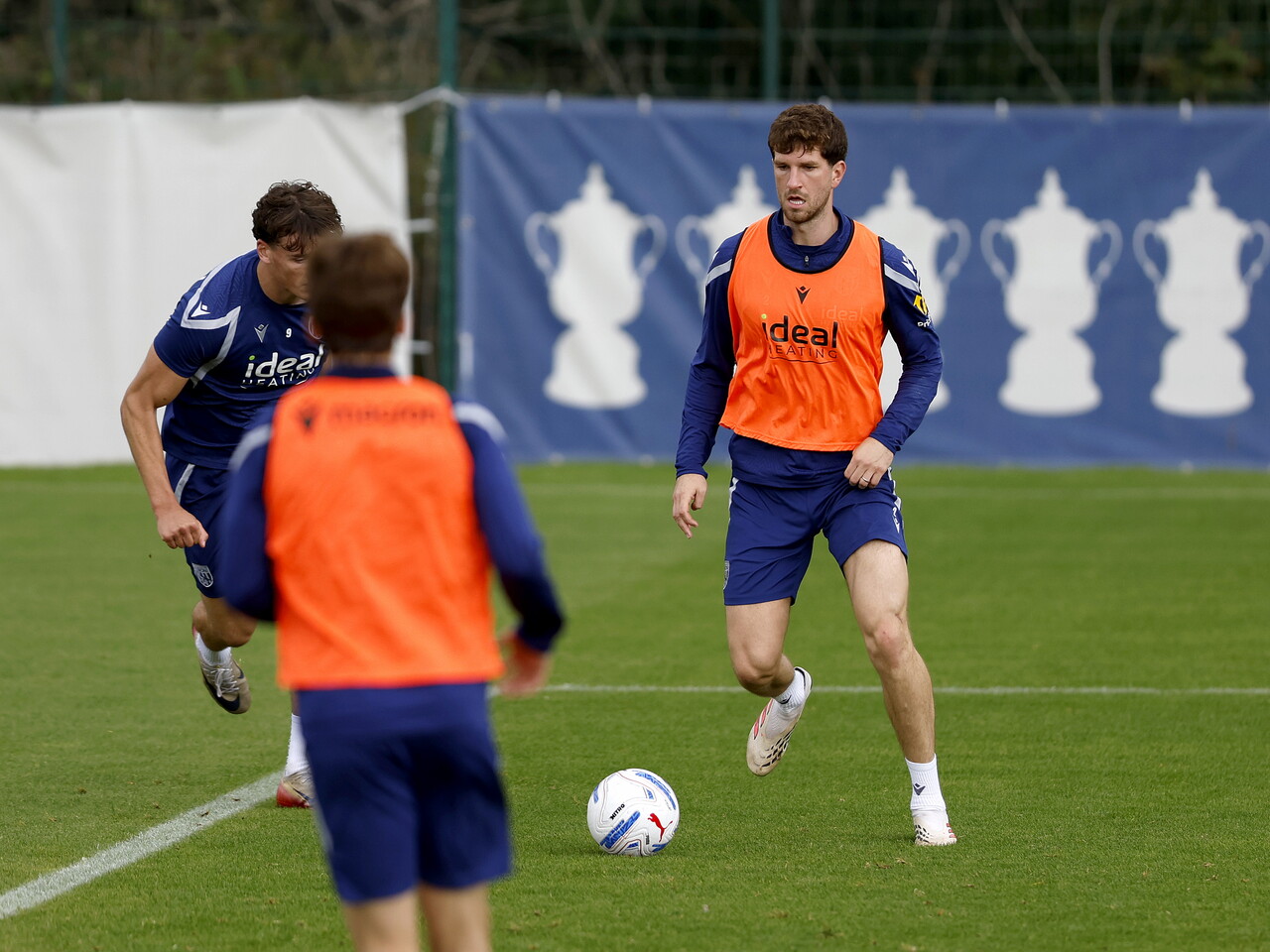 Chris Mepham on the ball during a training session
