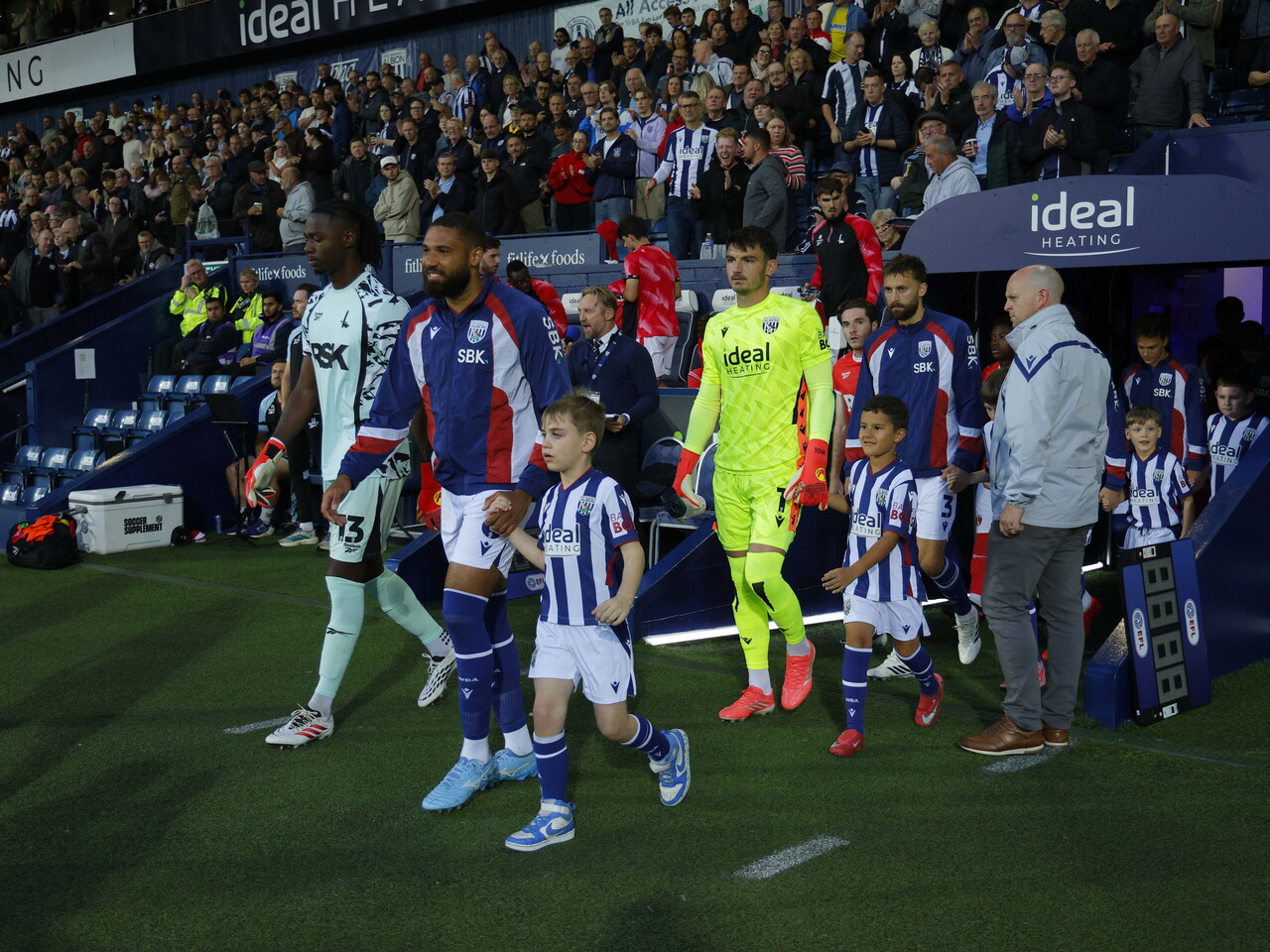 WBA and Charlton walk out of the tunnel before the game at The Hawthorns