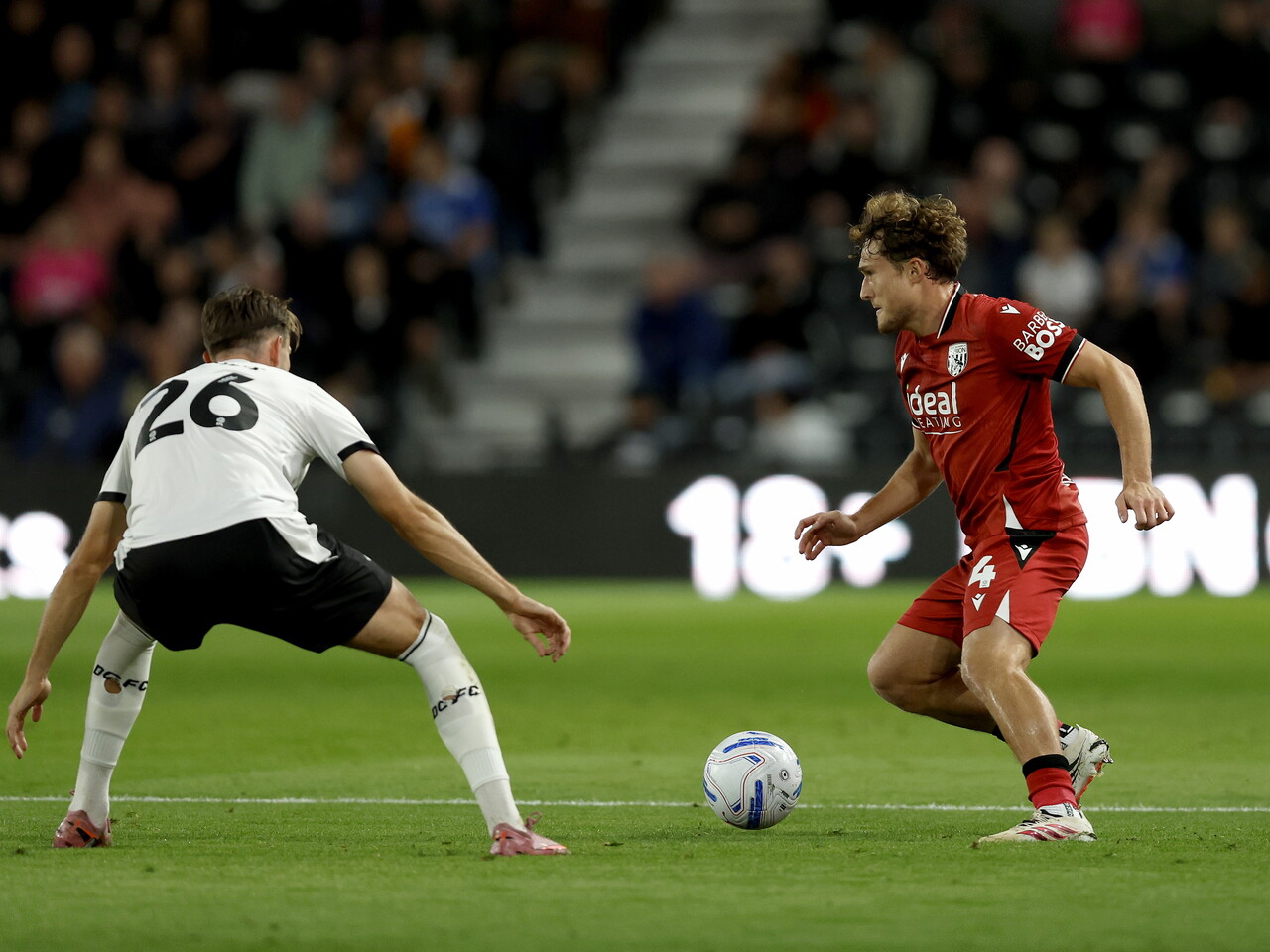 Callum Styles on the ball against Derby County