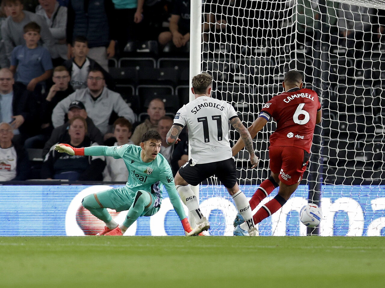 Max O'Leary against Derby County