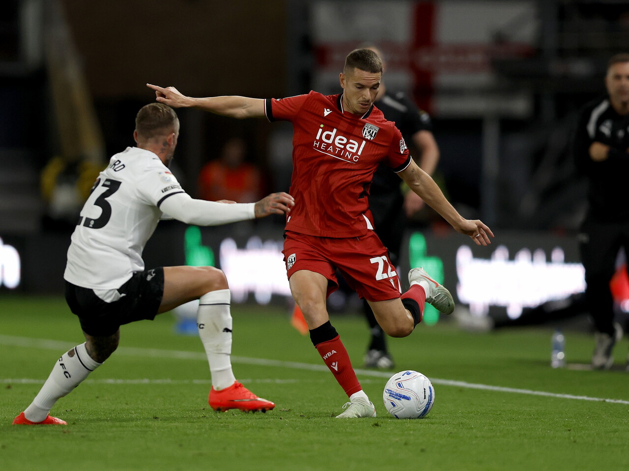 Conor Townsend on the ball against Derby County