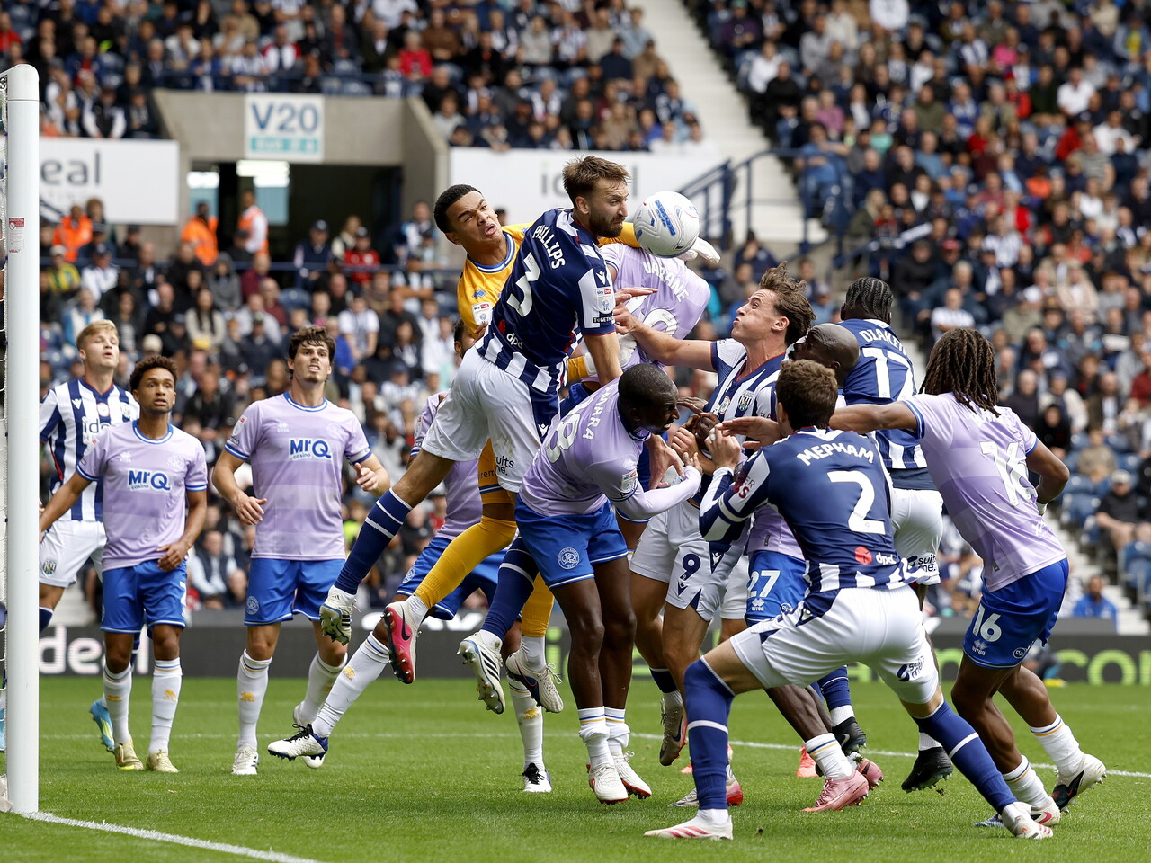 Albion attack a corner against QPR