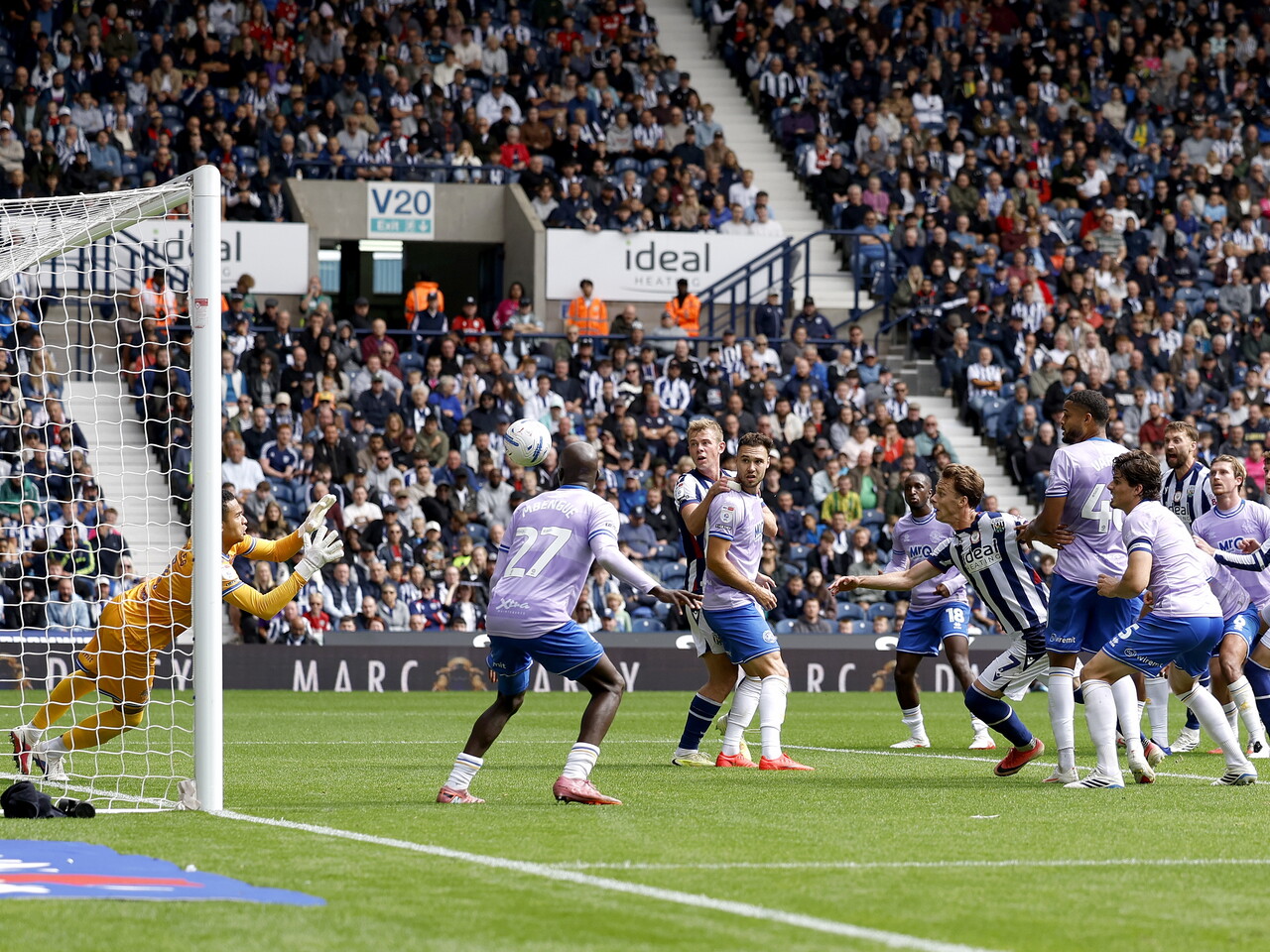 Chris Mepham's header is saved against QPR