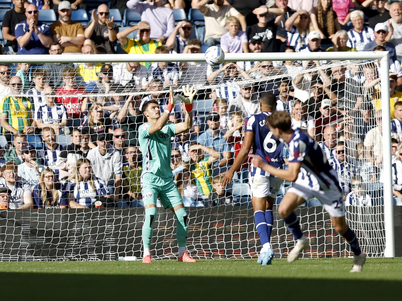 Max O'Leary catches the ball against Watford