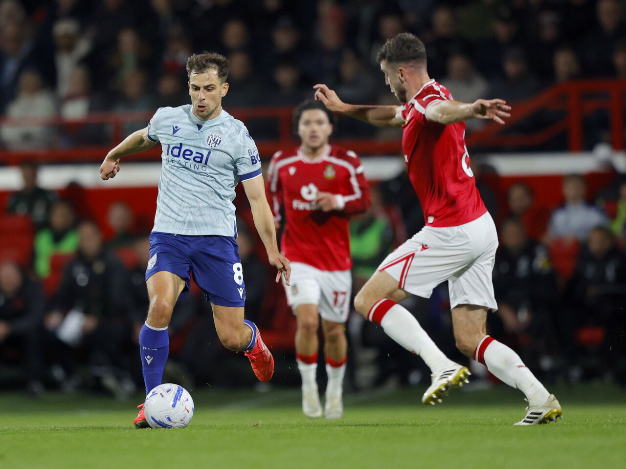 Jayson Molumby on the ball against Wrexham