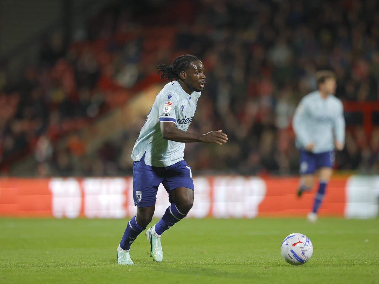 Brayann Pereira on the ball against Wrexham