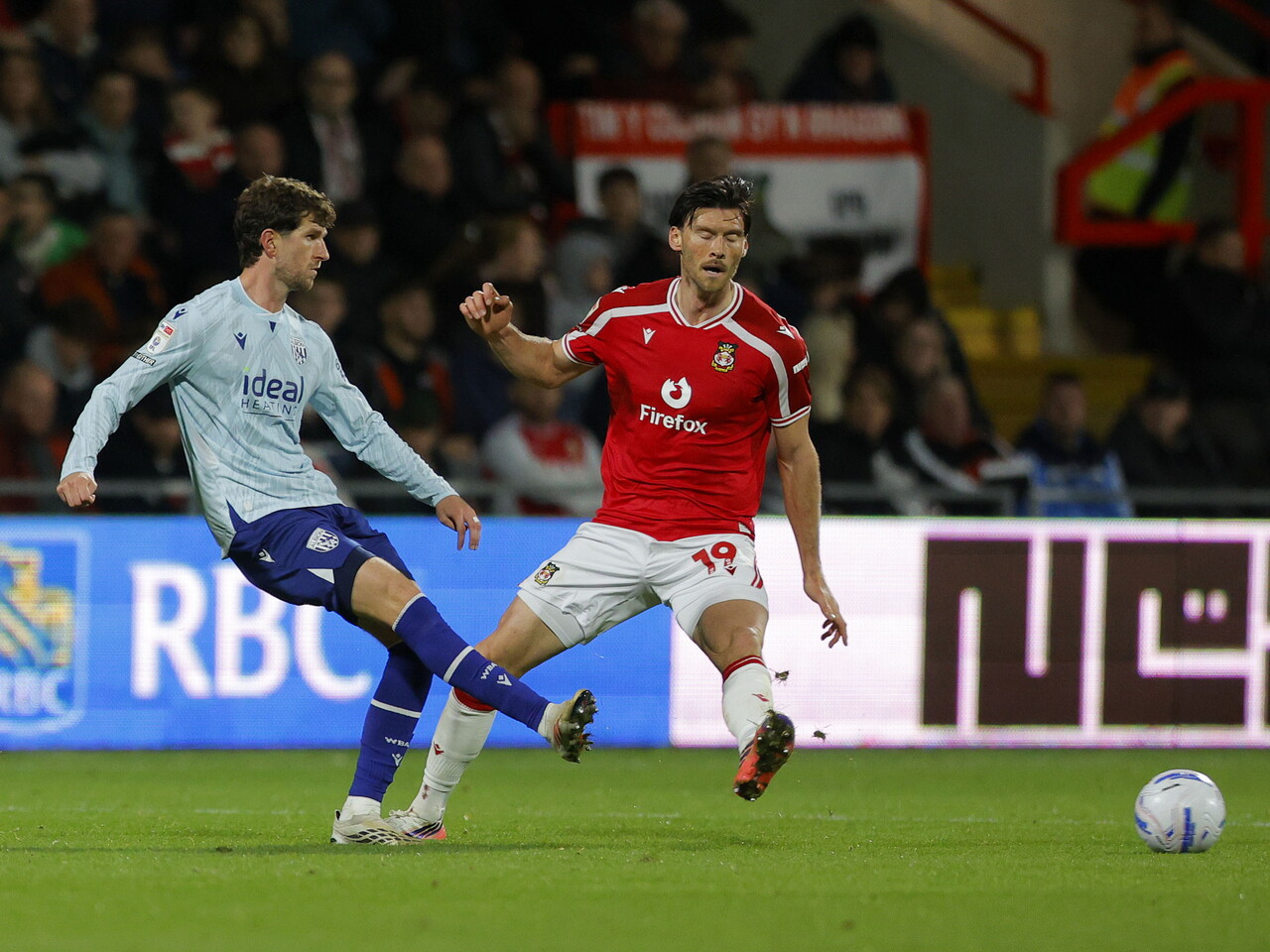 Chris Mepham on the ball against Wrexham