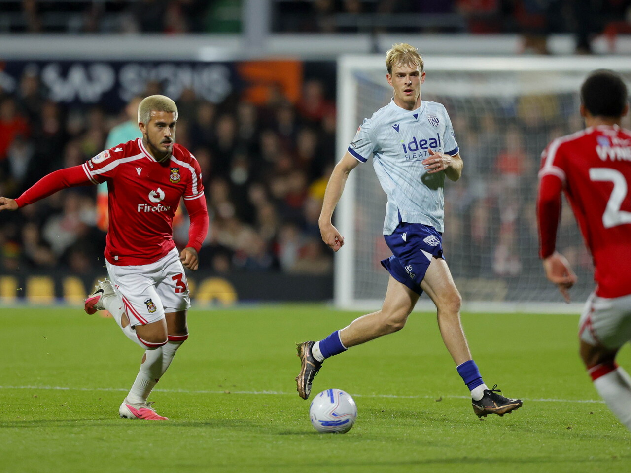 Toby Collyer on the ball against Wrexham