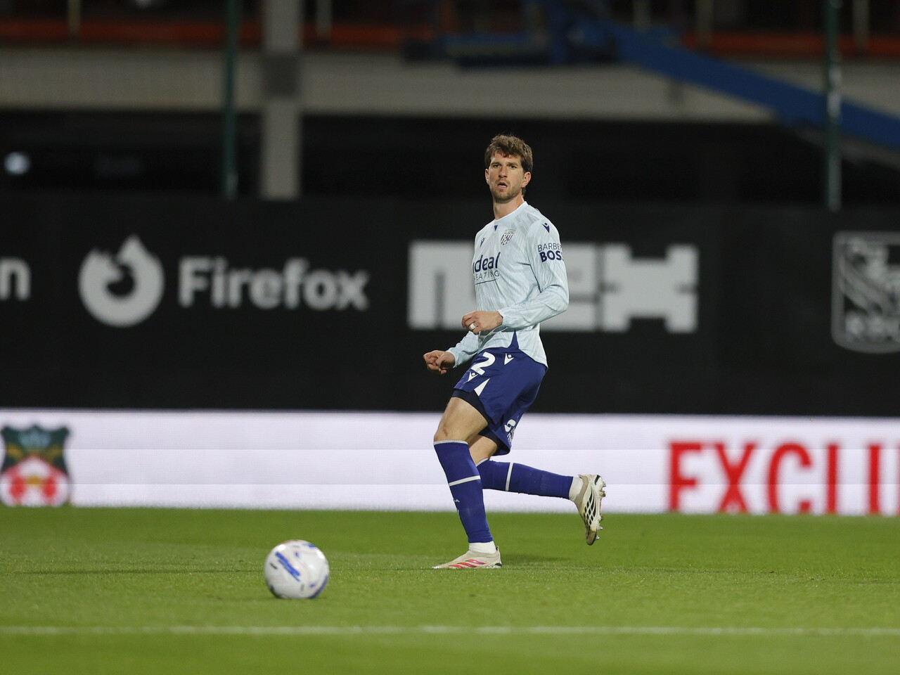 Chris Mepham on the ball against Wrexham