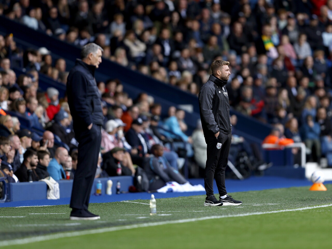 James Morrison and Tony Mowbray on the touchline