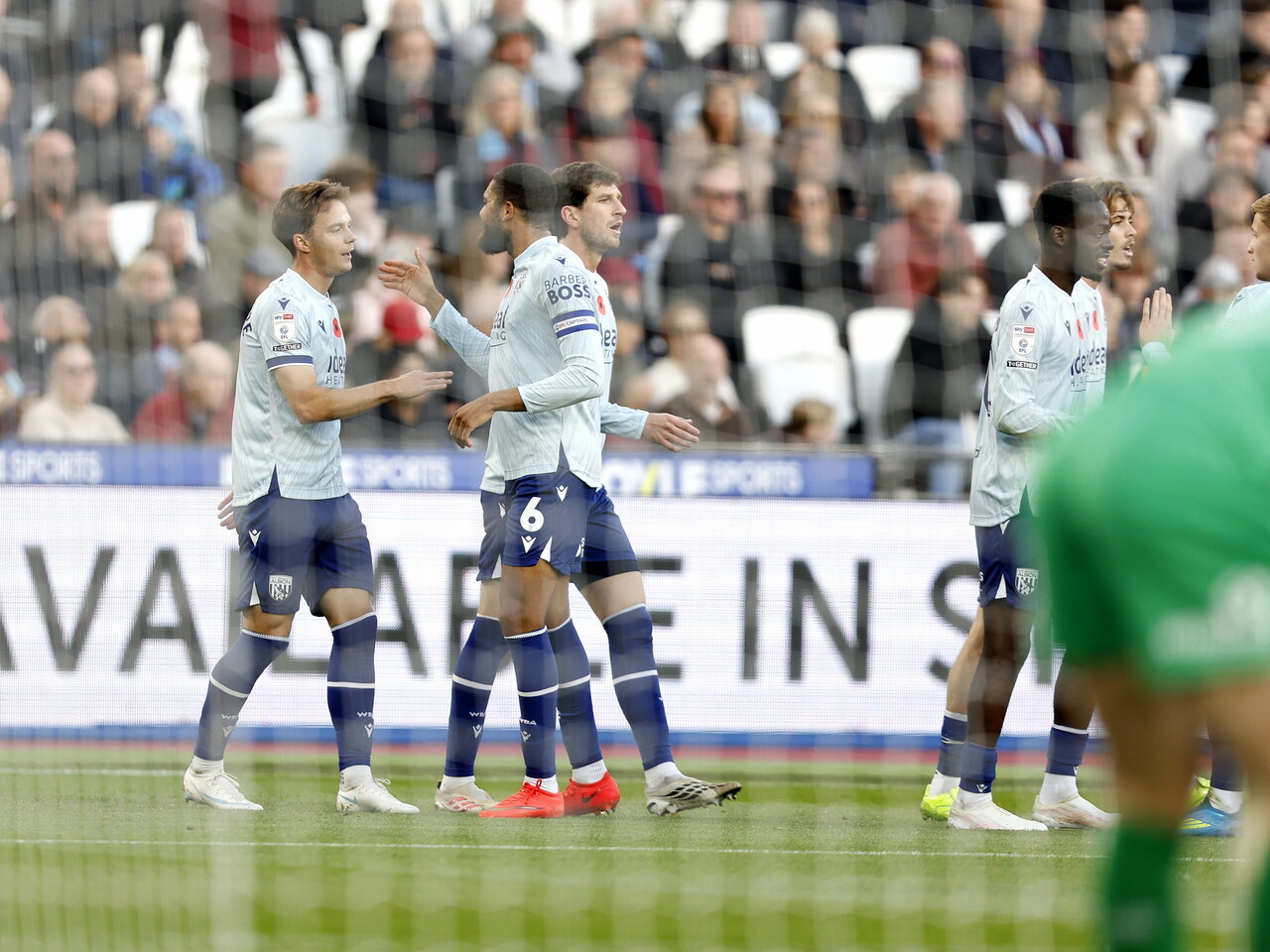 Felix Horn Myhre celebrates his goal against West Ham