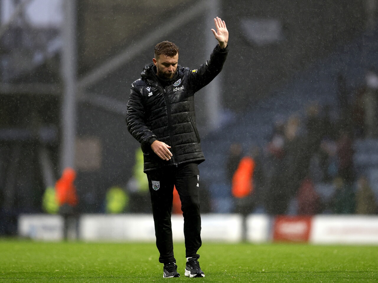 James Morrison waves at the fans at full-time