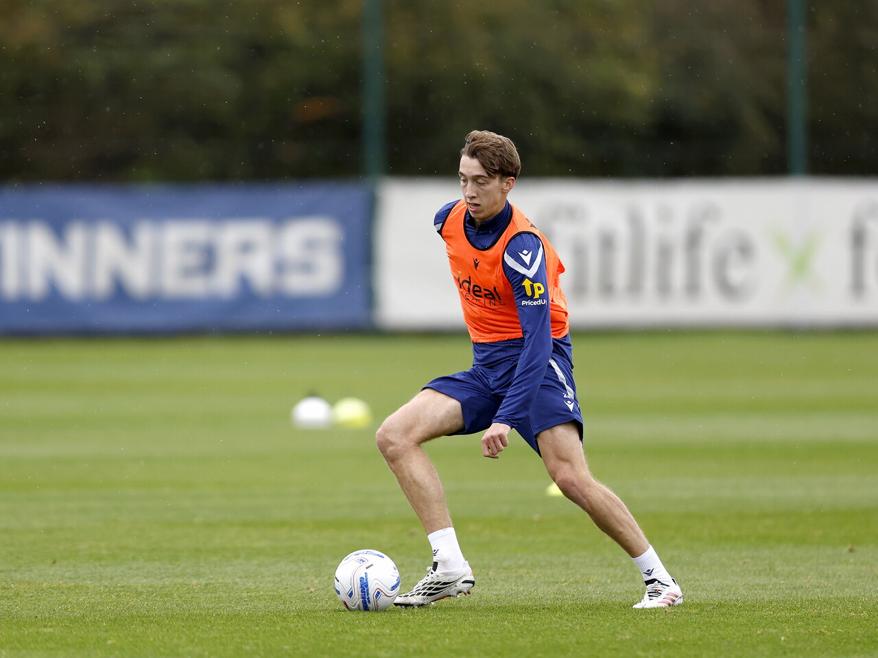 Harry Whitwell on the ball during training 