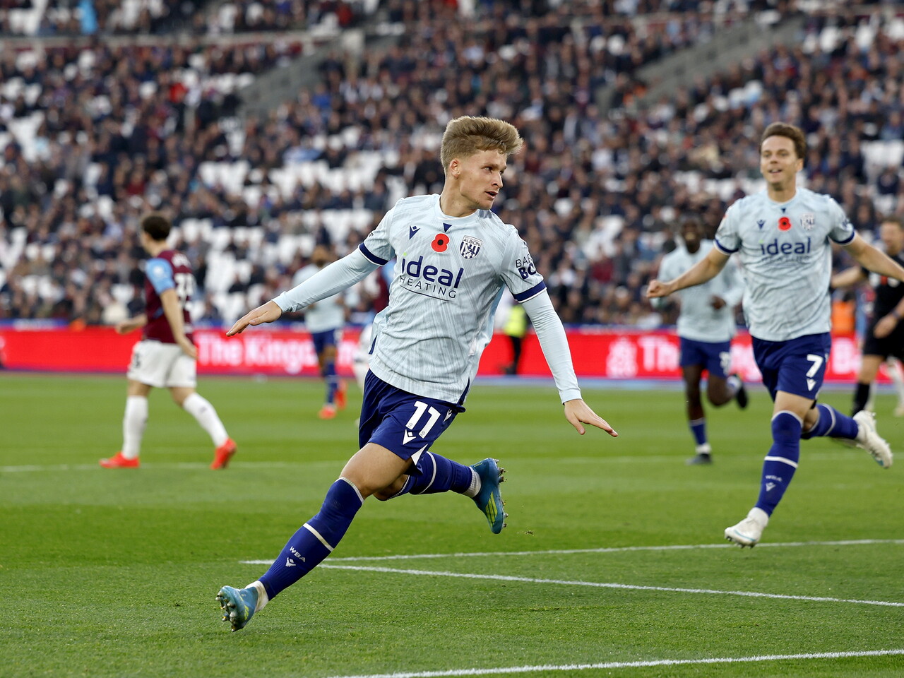 JJ Morgan celebrates his goal against West Ham