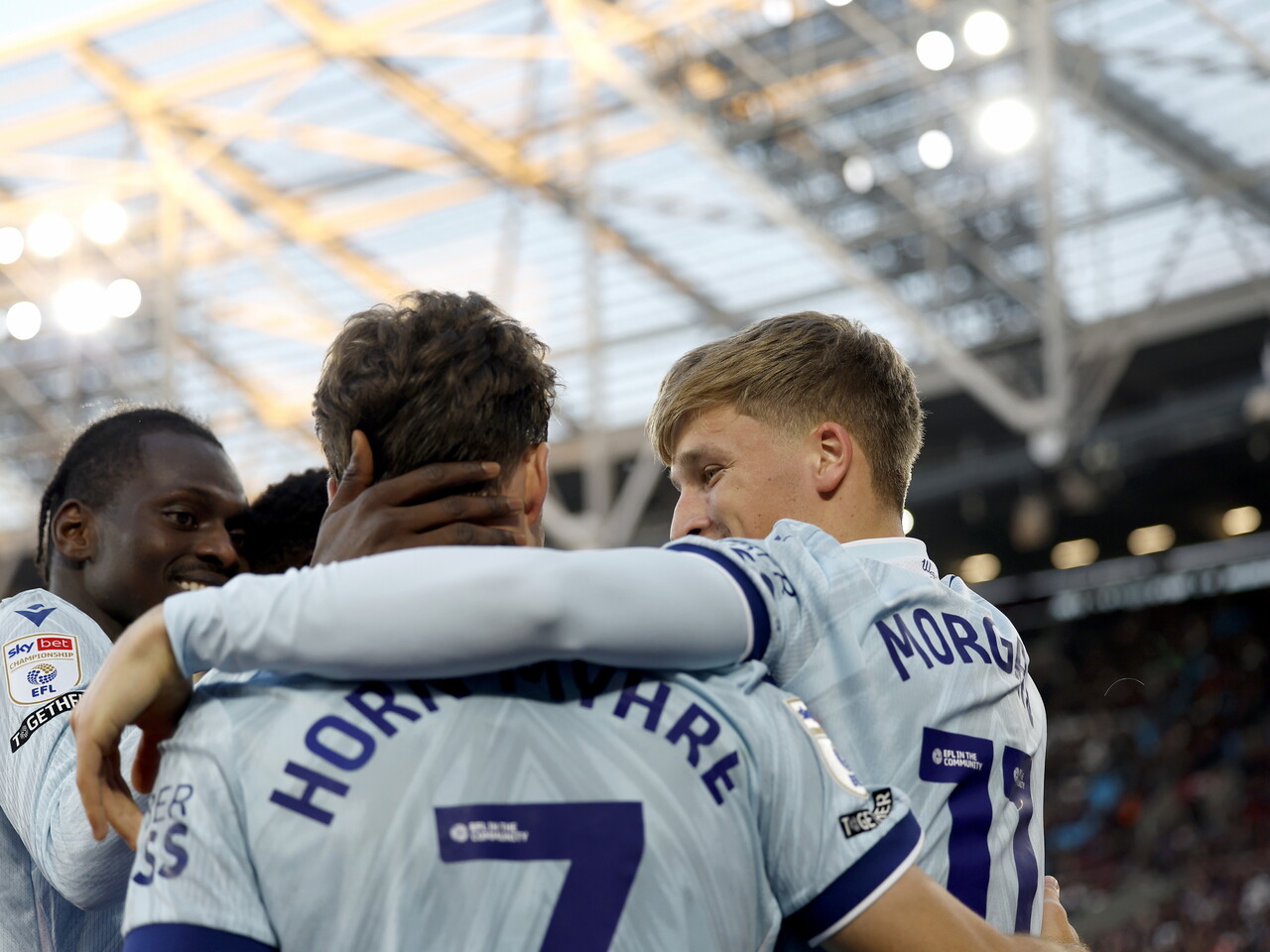 JJ Morgan celebrates his goal against West Ham