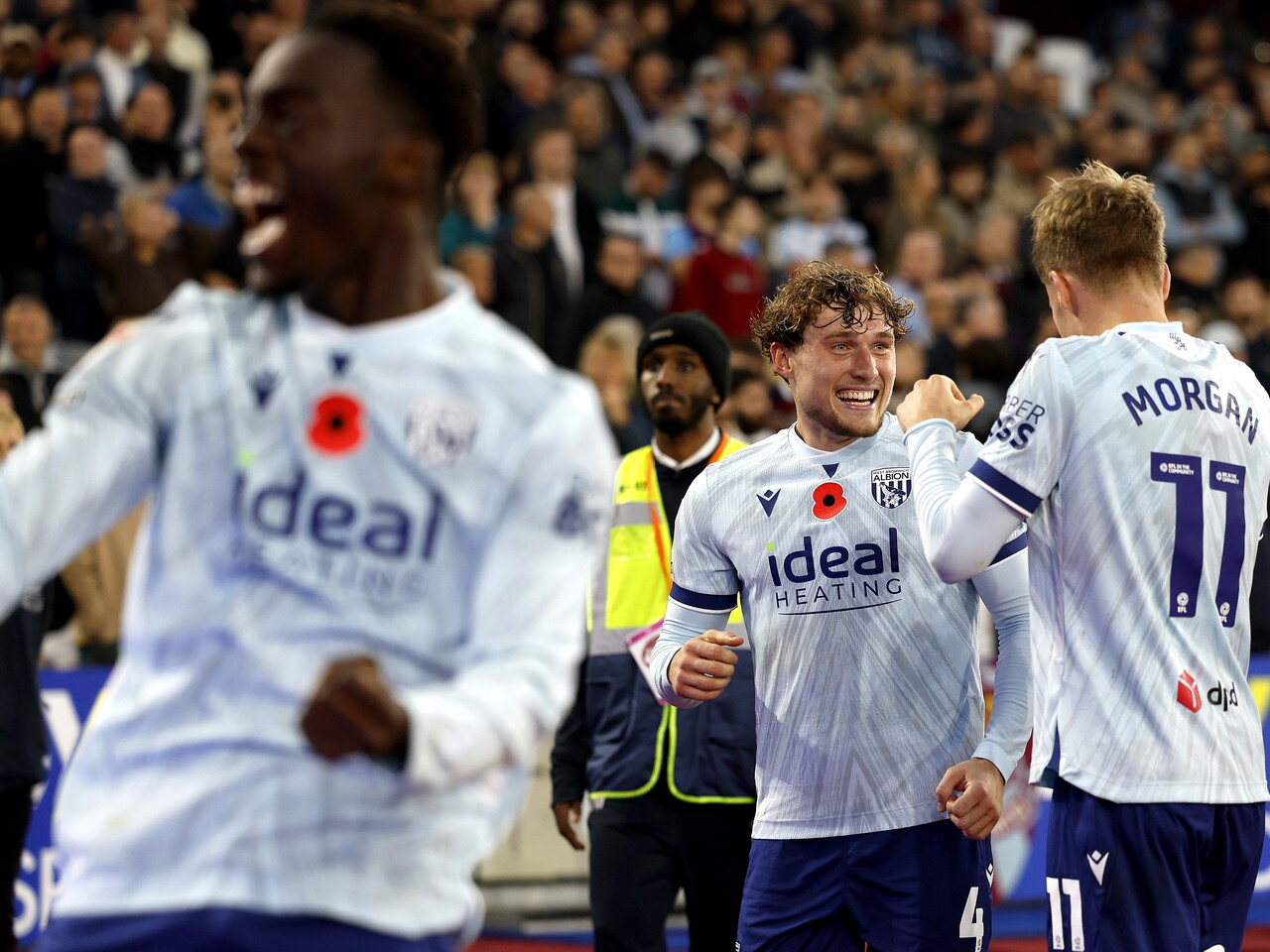 Callum Styles celebrates his goal against West Ham