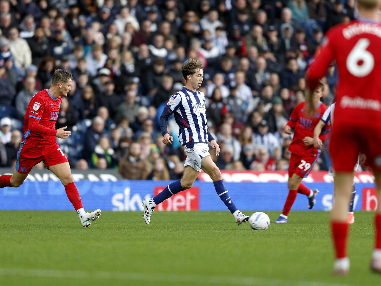 Harry Whitwell on the ball against Blackburn
