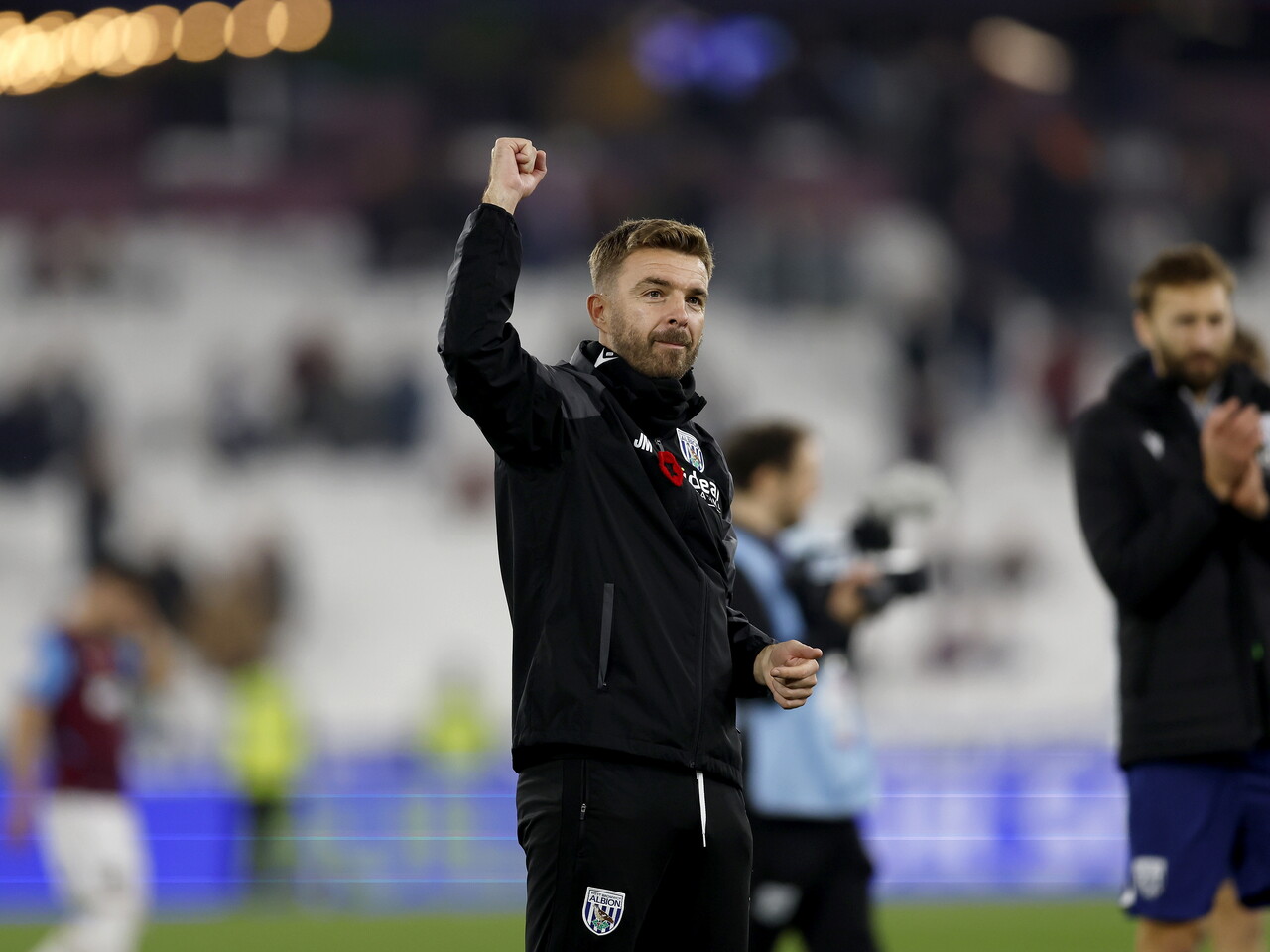 James Morrison waves to the fans at full-time