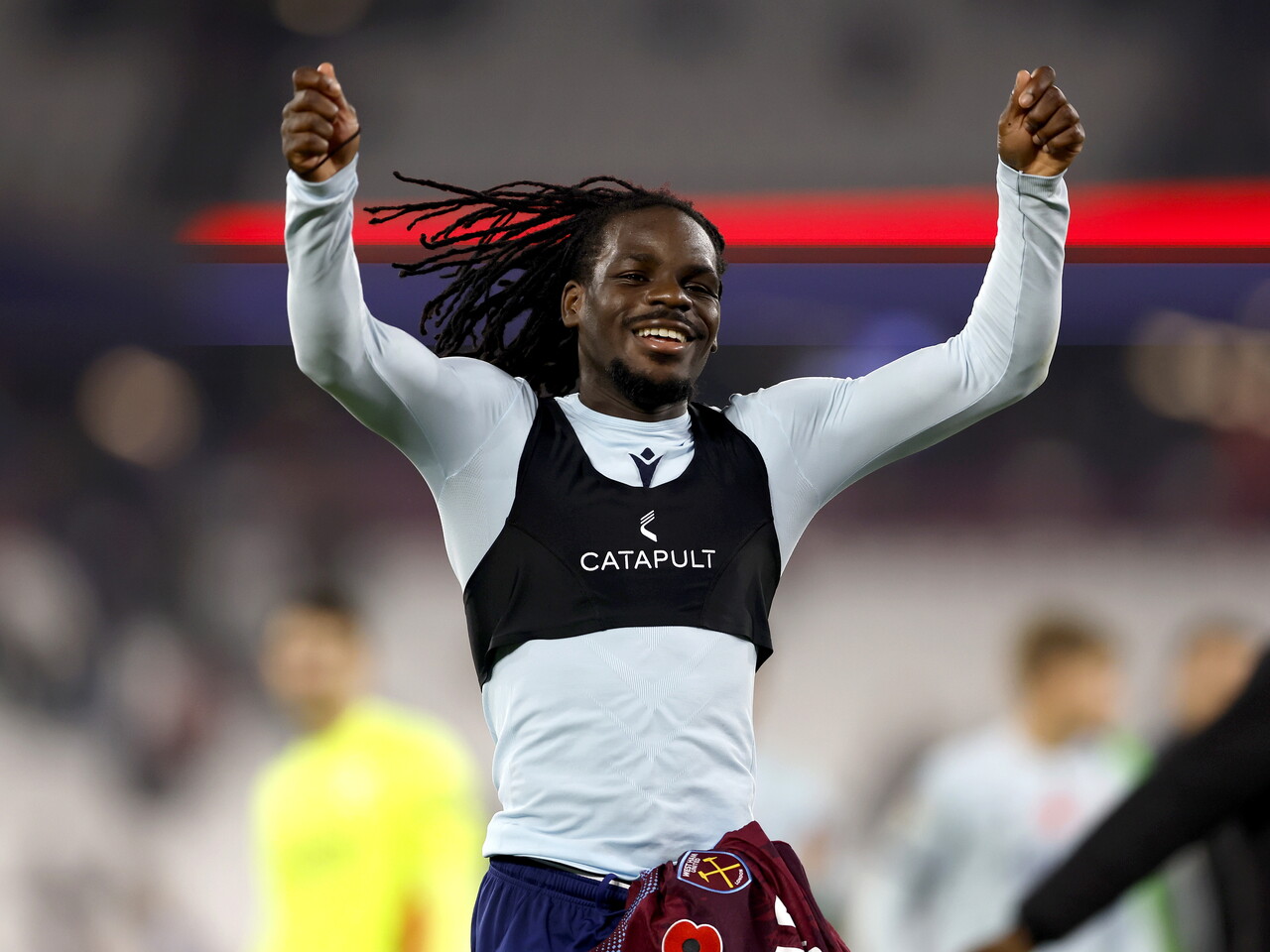 Brayann Pereira celebrates at full-time