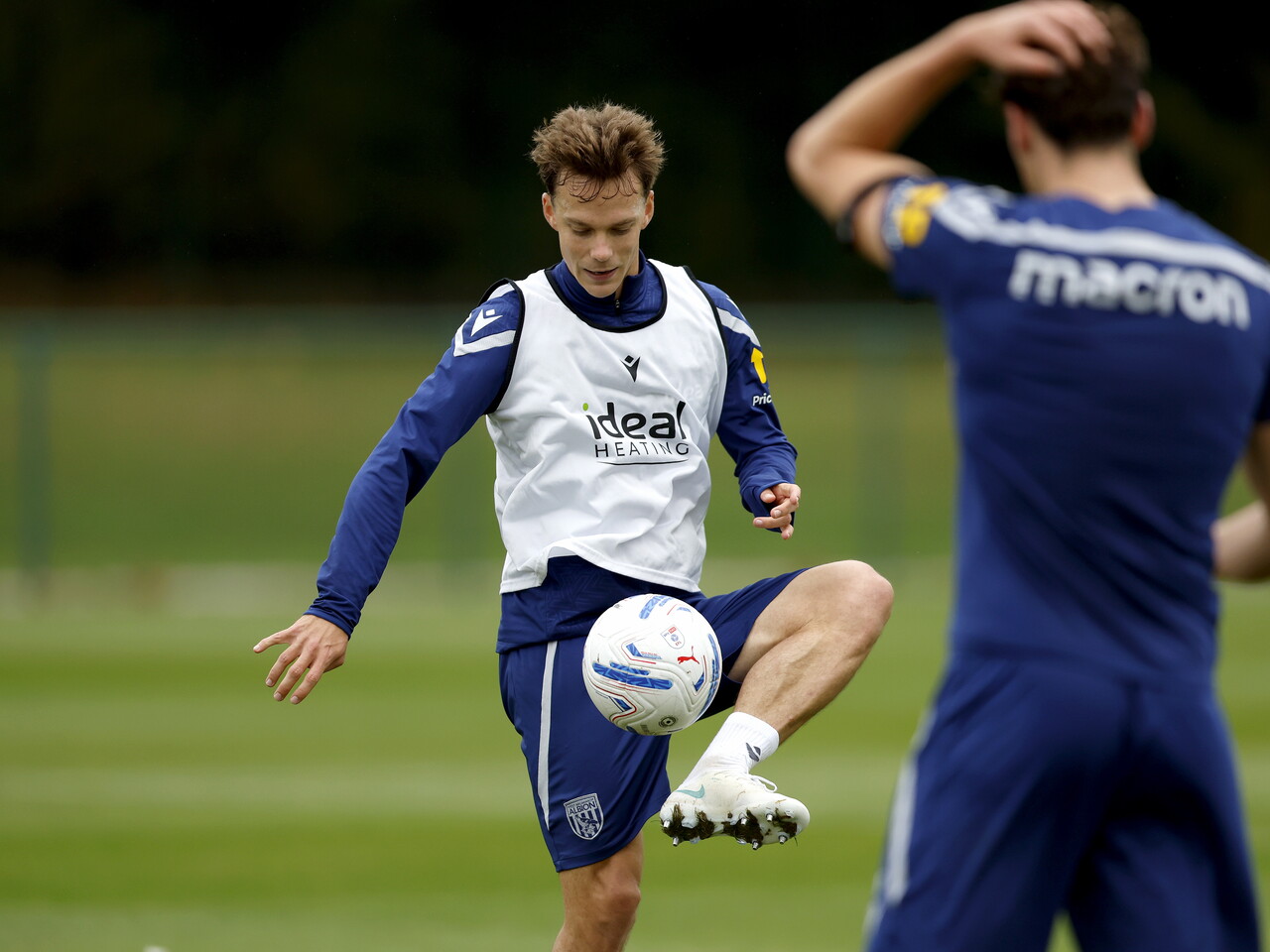 Felix Horn Myhre on the ball during training 