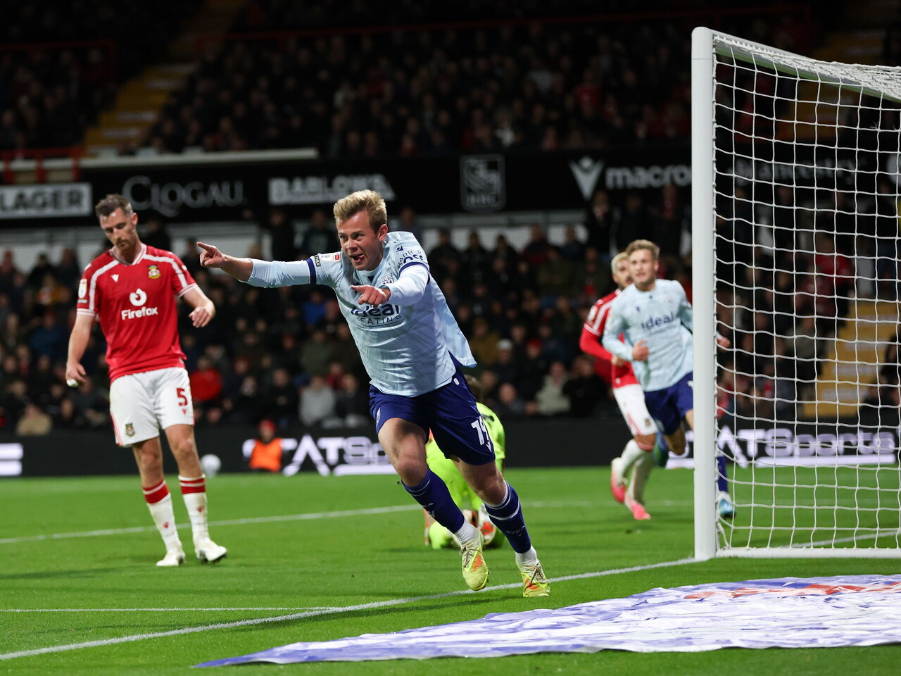 Aune Heggebo celebrates his goal against Wrexham