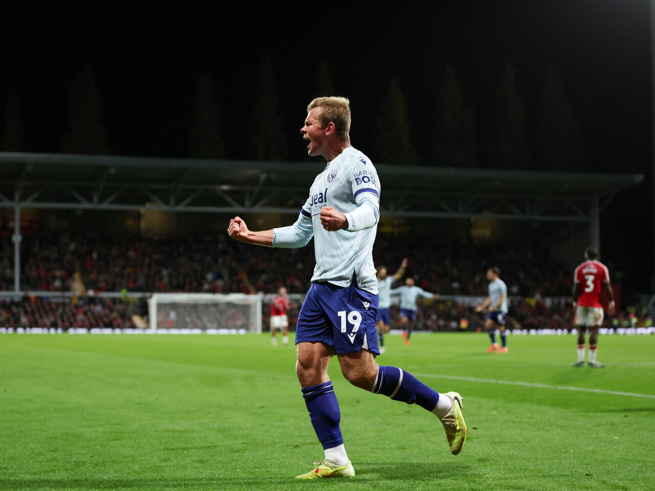 Aune Heggebo celebrates his goal against Wrexham