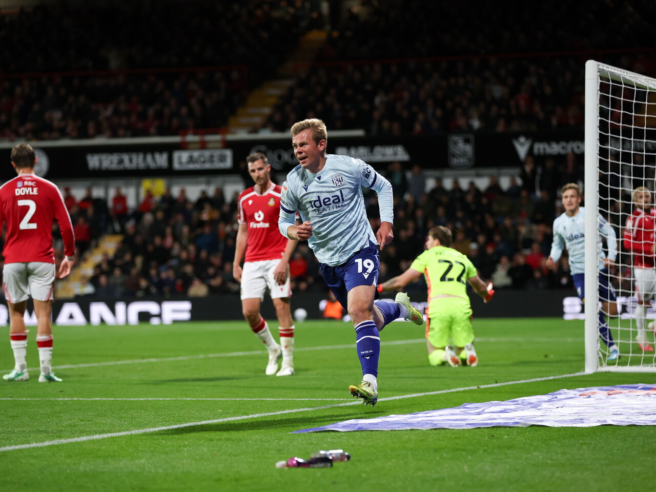 Aune Heggebo celebrates his goal against Wrexham
