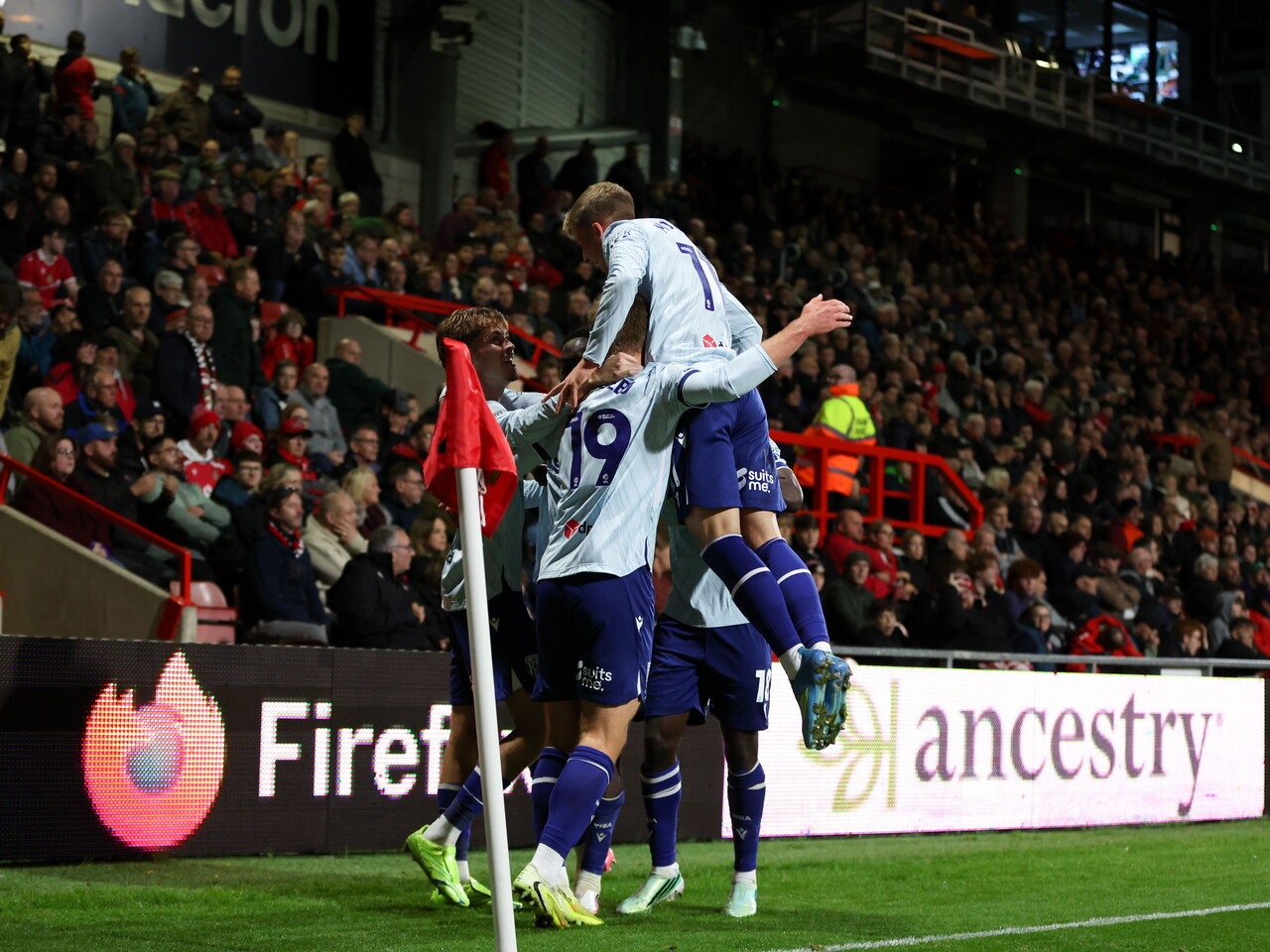 Albion celebrate Aune Heggebo's goal against Wrexham