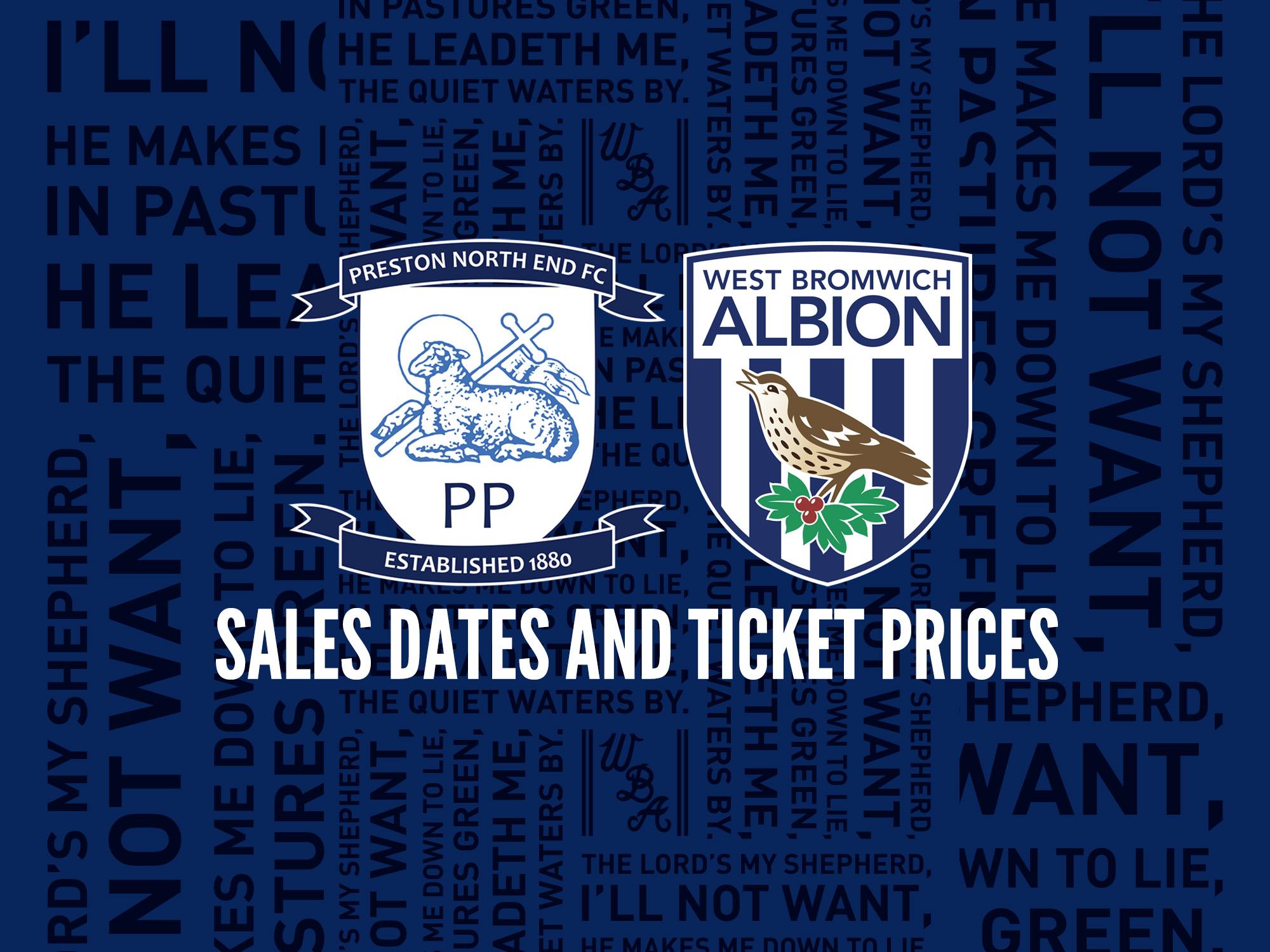 Ticket details for Preston North End trip West Bromwich Albion