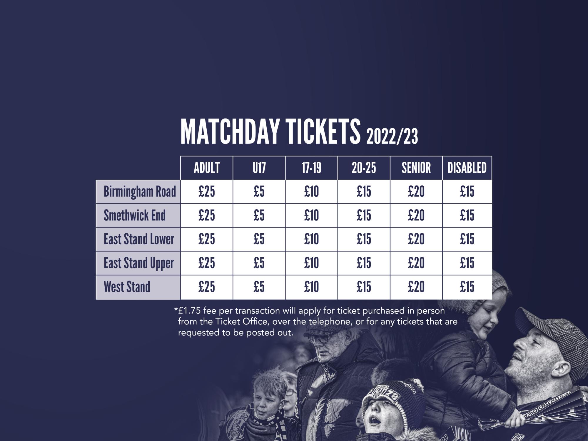 Match Ticket Prices Revealed For The 2022/23 Season | West Bromwich Albion