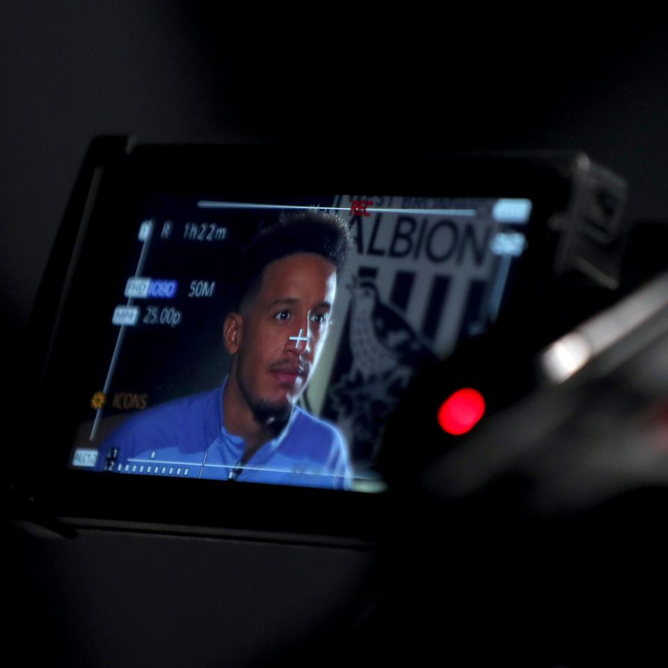 Callum Robinson in front of camera