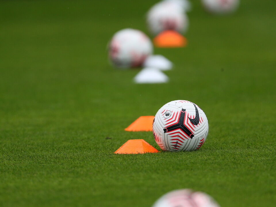 Premier League ball and cones