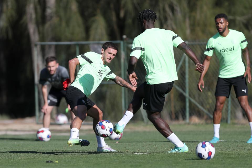 Albion players prepare for their pre-season clash.