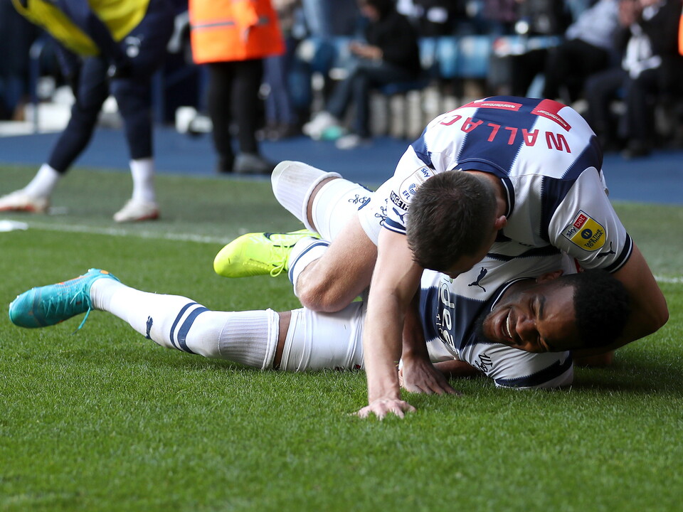 Grady Diangana celebrates his goal against Swansea